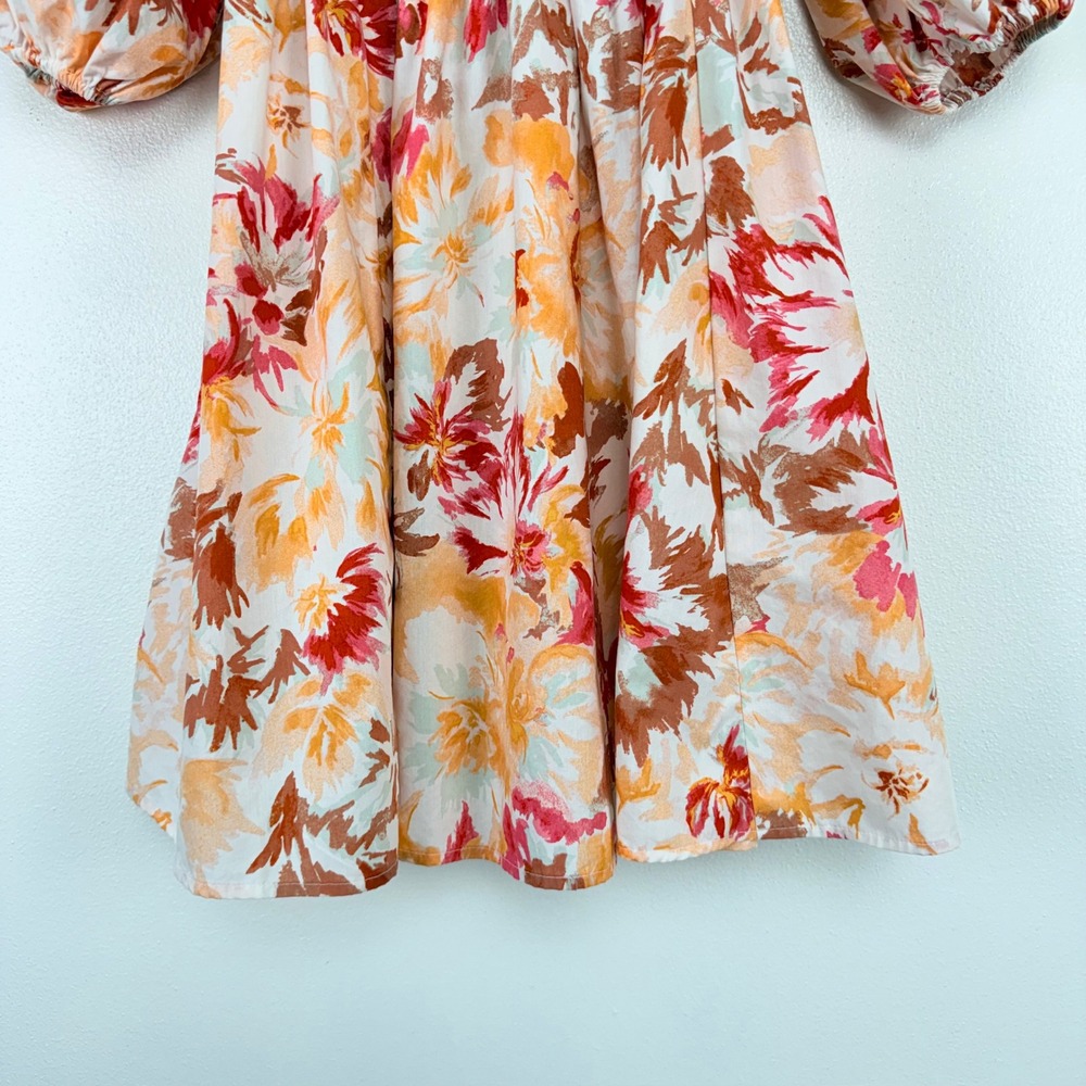 Abercrombie & Fitch Emerson Floral Print Mini Dress XS Square Neck Puff Sleeves - Picture 5 of 16